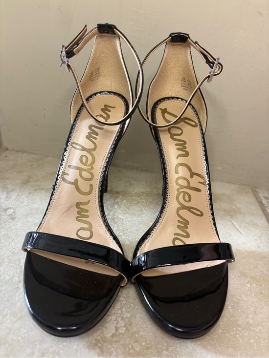 Sam Edelman Shoes - Sam Edelman Arielle Black Patent Ankle-Strap Heeled Sandals